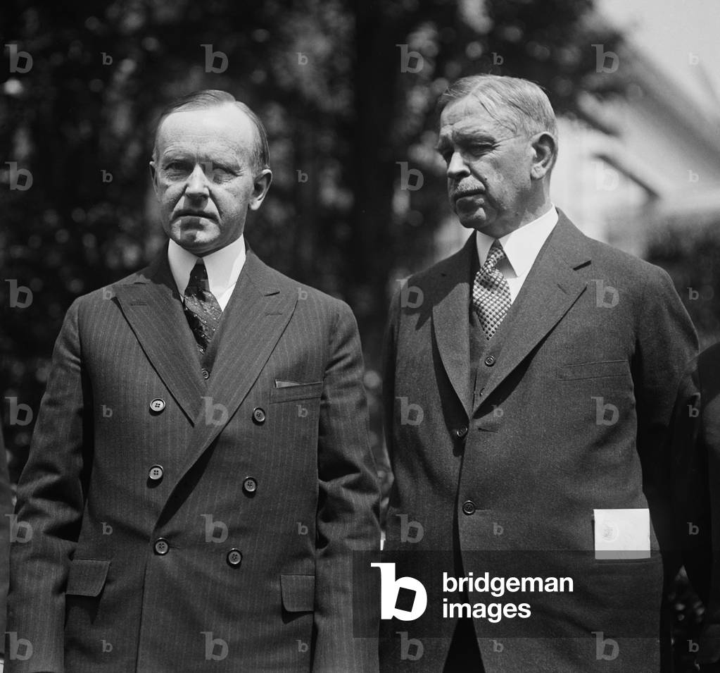 President Calvin Coolidge with Hubert Work, Secretary of the Interior. 1923