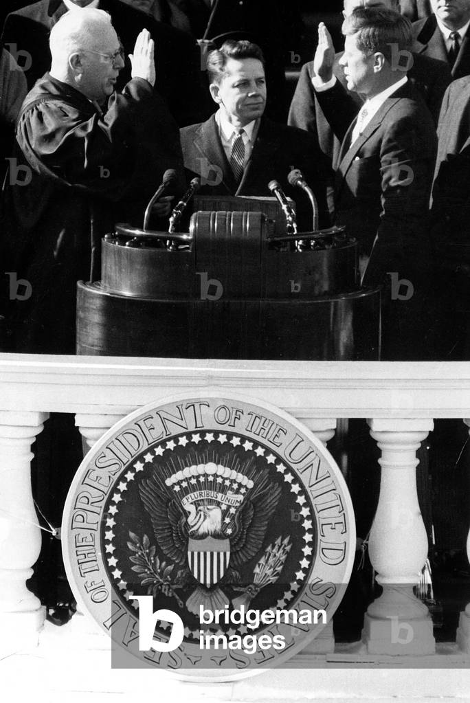JOHN F.KENNEDY, being sworn in as President, at his Inauguration, January 20, 1961
