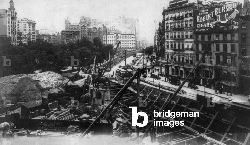 Subway construction, rapid transit construction work at Union Square, New York City, photograph, June 8, 1901
