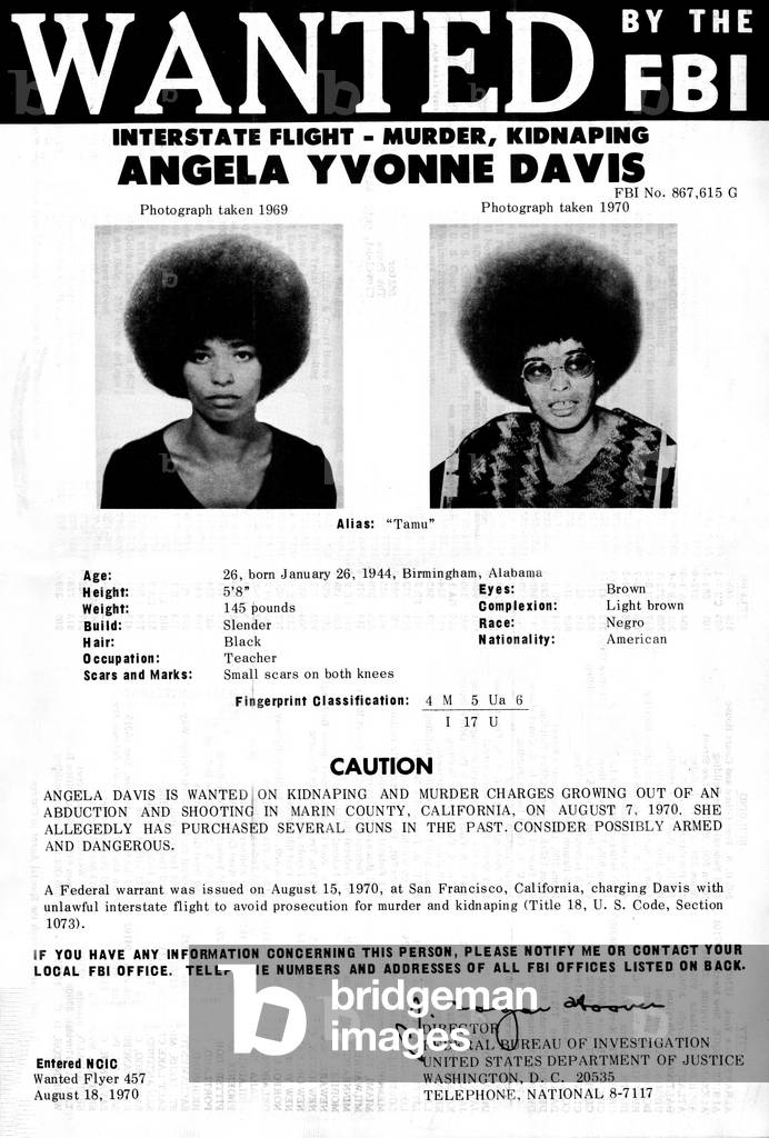 Angela Davis FBI Wanted poster, August 8th 1970 (poster)