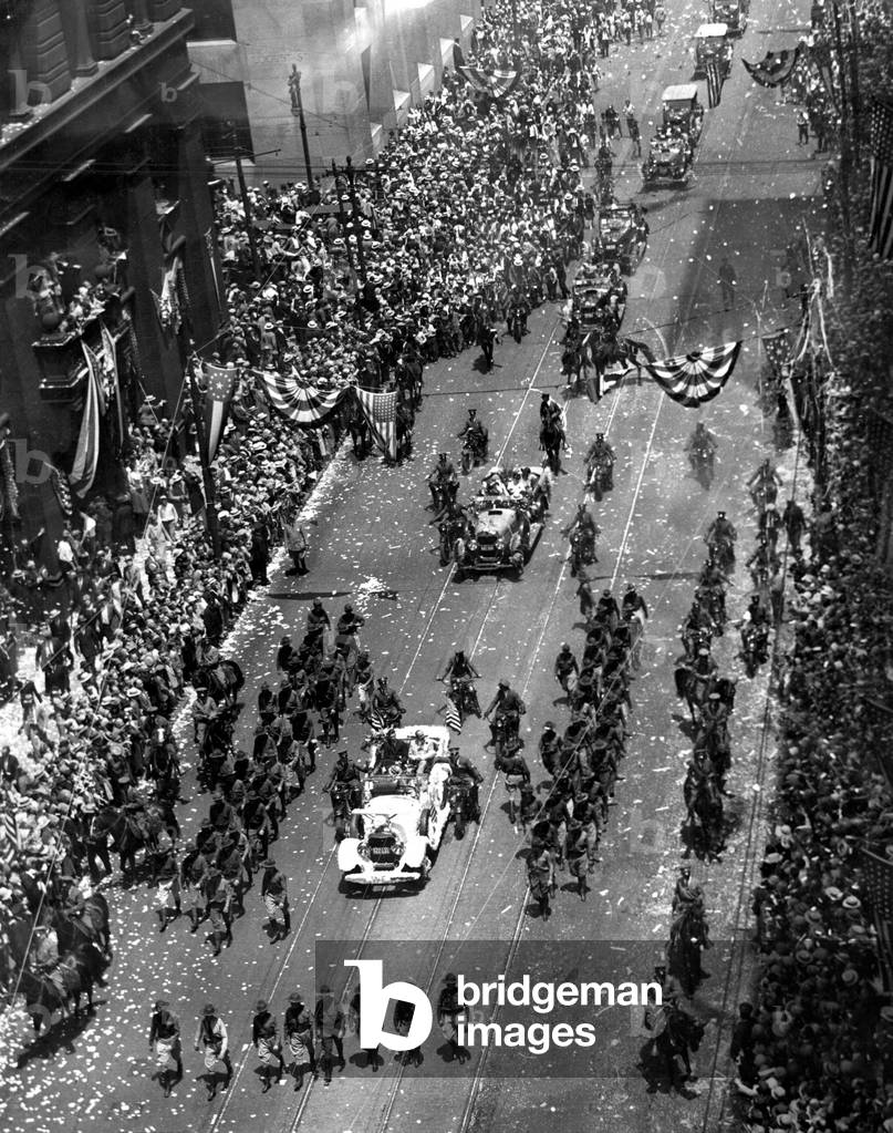 A ticker-tape parade for Charles Lindbergh in New York after his trans-Atlantic flight in 1927.