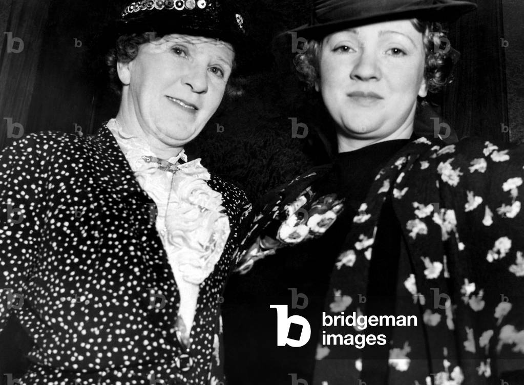 Mary Miles Minter, (1902-1984), American silent film actress, and her mother, Charlotte Shelby (left), Los Angeles, California, May 7, 1937.