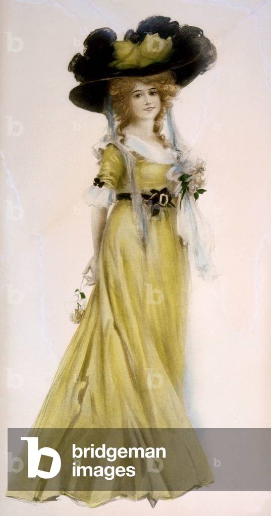 Woman in Victorian dress and large hat, circa 1889. Illustration by Leon Moran. Photo: Courtesy Everett Collection