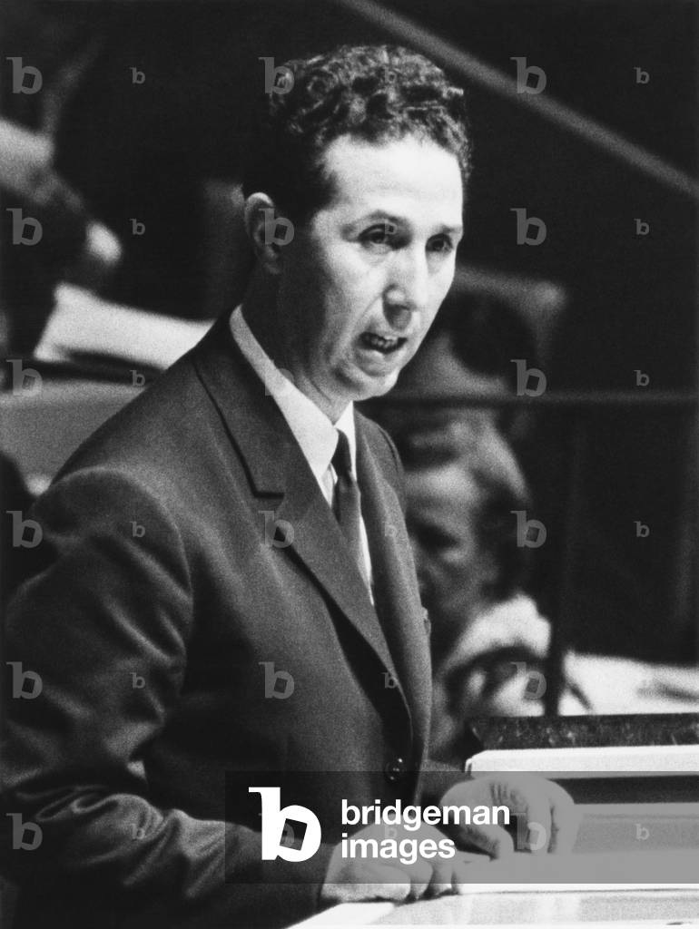 Algerian President Ahmed Ben Bella addresses the United Nations General Assembly on Oct. 9, 1962. The leader of the newly independent French colony, said Algeria was resolved to give unconditional aid to nationalists fighting to liberate Angola, Rhodesia, South Africa, and Southwest Africa