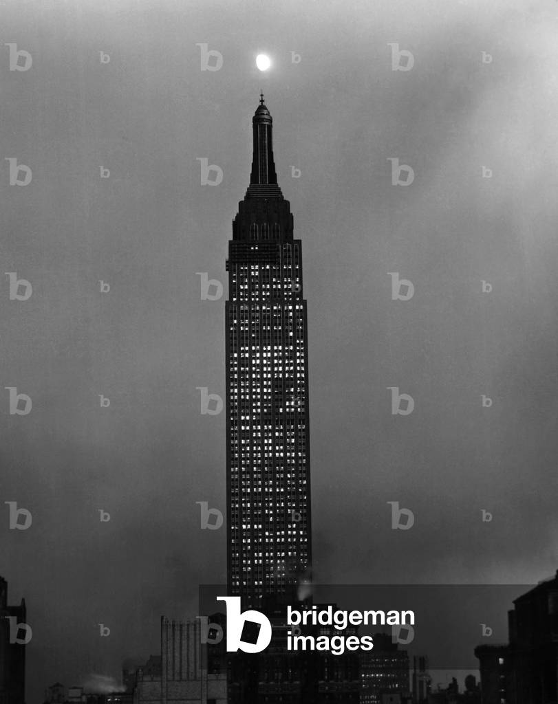 The Empire State Building at night. New York, New York. c.1945