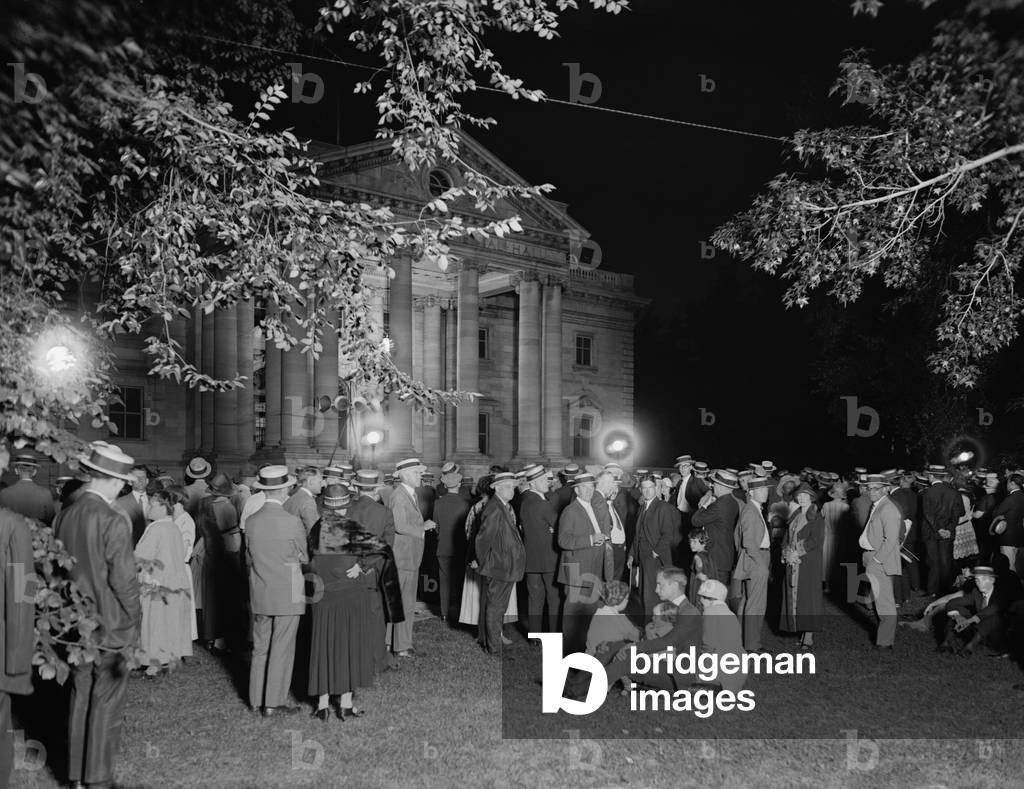 People gathered outside Memorial Continental Hall for Coolidge's 'Notification Ceremony'. Aug. 14, 1924. In the 1920s, political party's nominees did not attend National Conventions or travel to campaign. Instead they were notified by a party representative in a formal ceremony weeks after the convention.