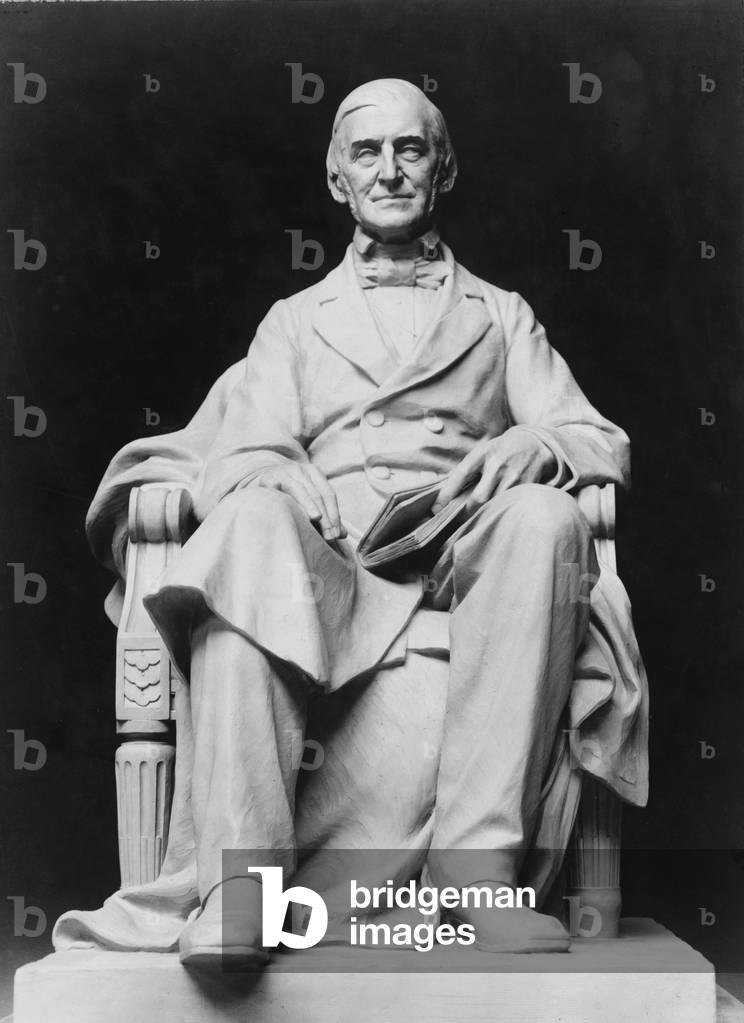 Ralph Waldo Emerson (1803-82) depicted in a portrait sculpture (c. 1905) by Frank Duveneck (1848-1919)
