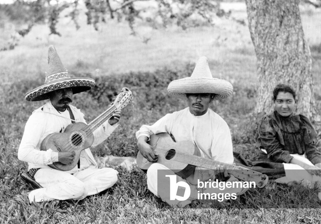 Folk Music. Musical picnic, photo by Hugo Brehme, Mexico, D.F. c. 1910s