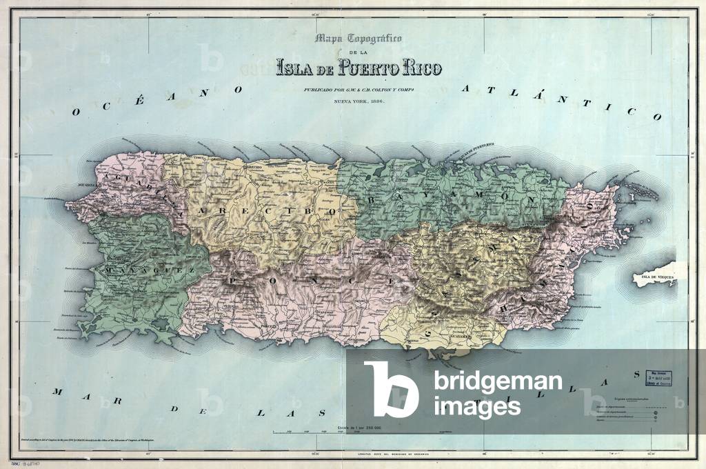 Topographic map of the island of Puerto Rico. 1886