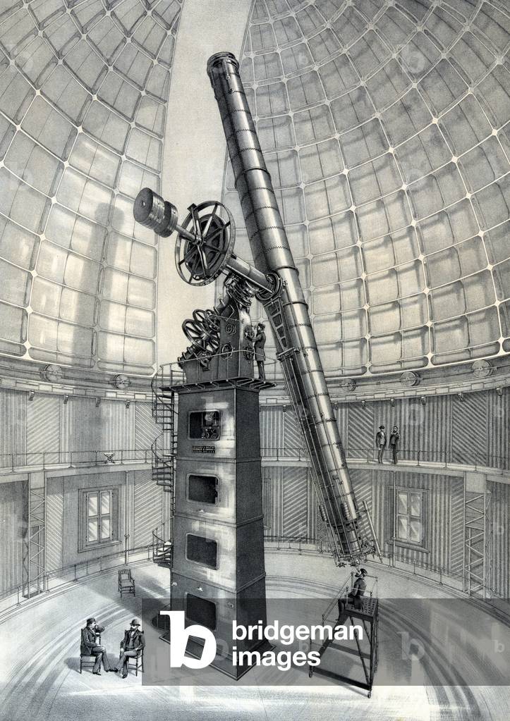 Astronomy, The James Lick Telescope at the University of California's Lick Observatory, engtaving c. 1889