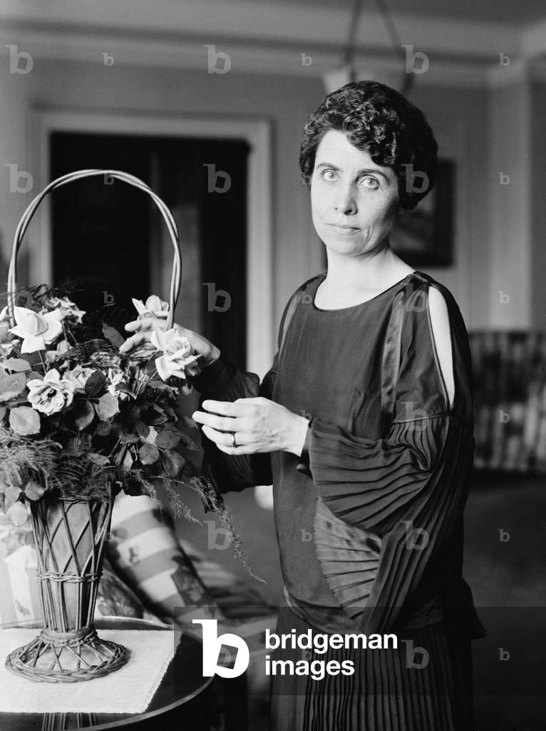 First Lady Grace Coolidge four days after the death of President Warren Harding. August 6, 1923. Photo was probably taken in the Coolidge's suite at the Willard Hotel