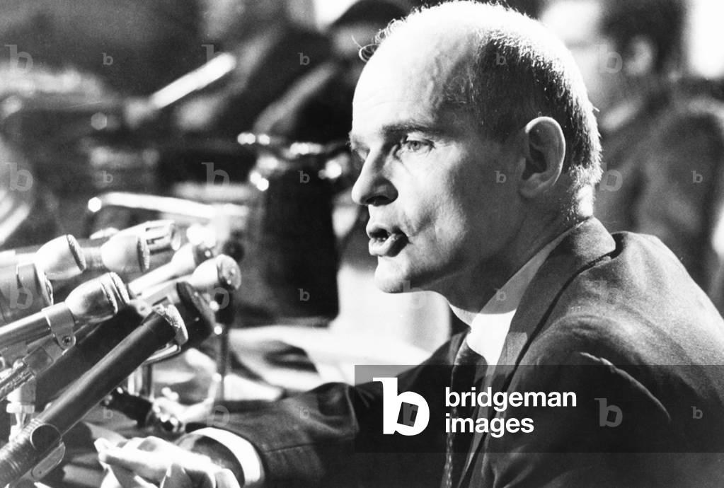 Senator William Proxmire at a news conference on Dec. 26, 1969. Proxmire was elected to the Senate on August 28, 1957, to fill Wisconsin seat vacated by the death of Joseph McCarthy, on May 2, 1957. He served through 1989