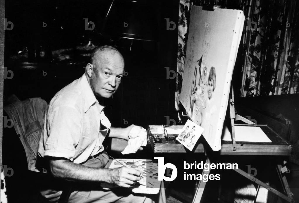 Dwight D. Eisenhower painting at Getty's home. 1949