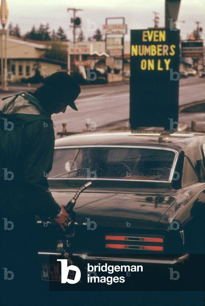 'Even Numbers Only ' reads a sign after Oregon was the first US state to use a system of odd and even license plate numbers during the 1973-74 energy crisis