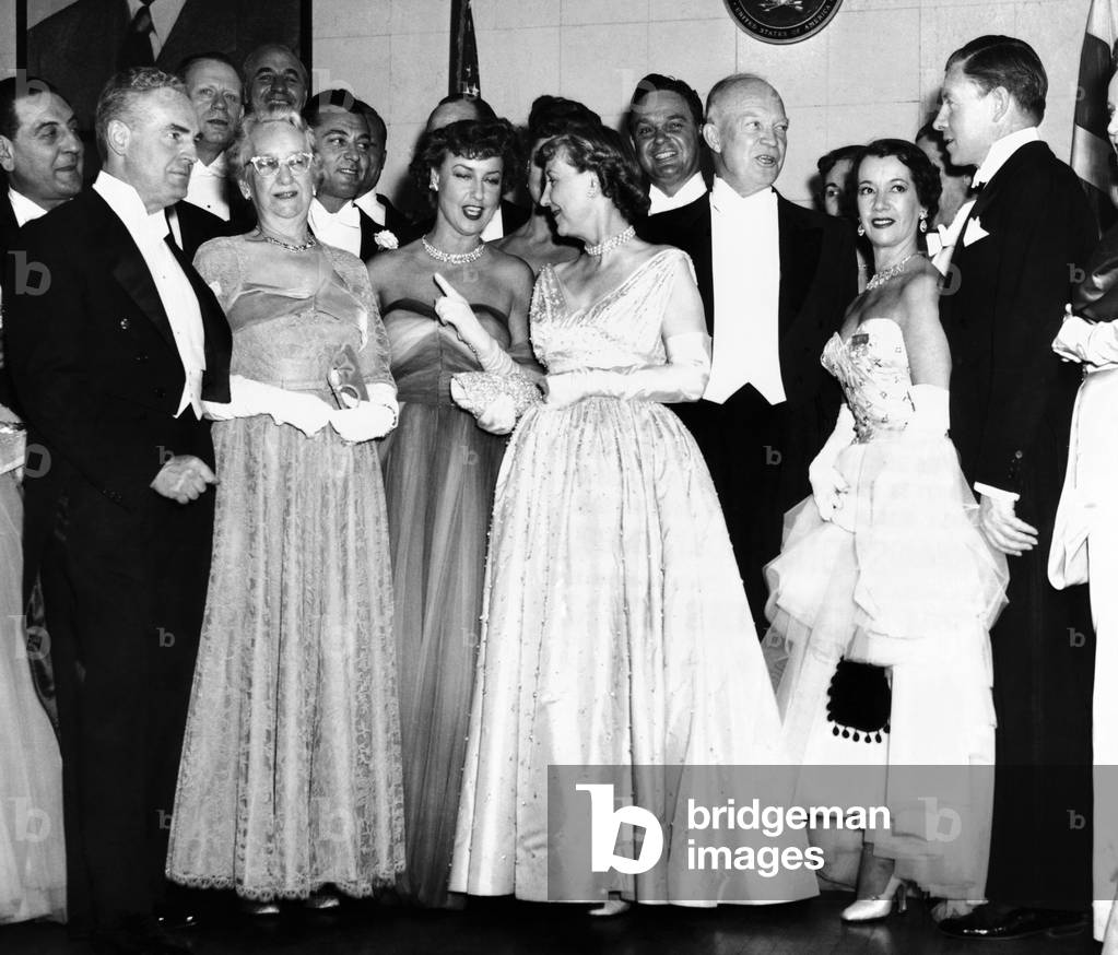 Political and entertainment celebrities at the 1953 Eisenhower inaugural celebrations., Jan. 1953