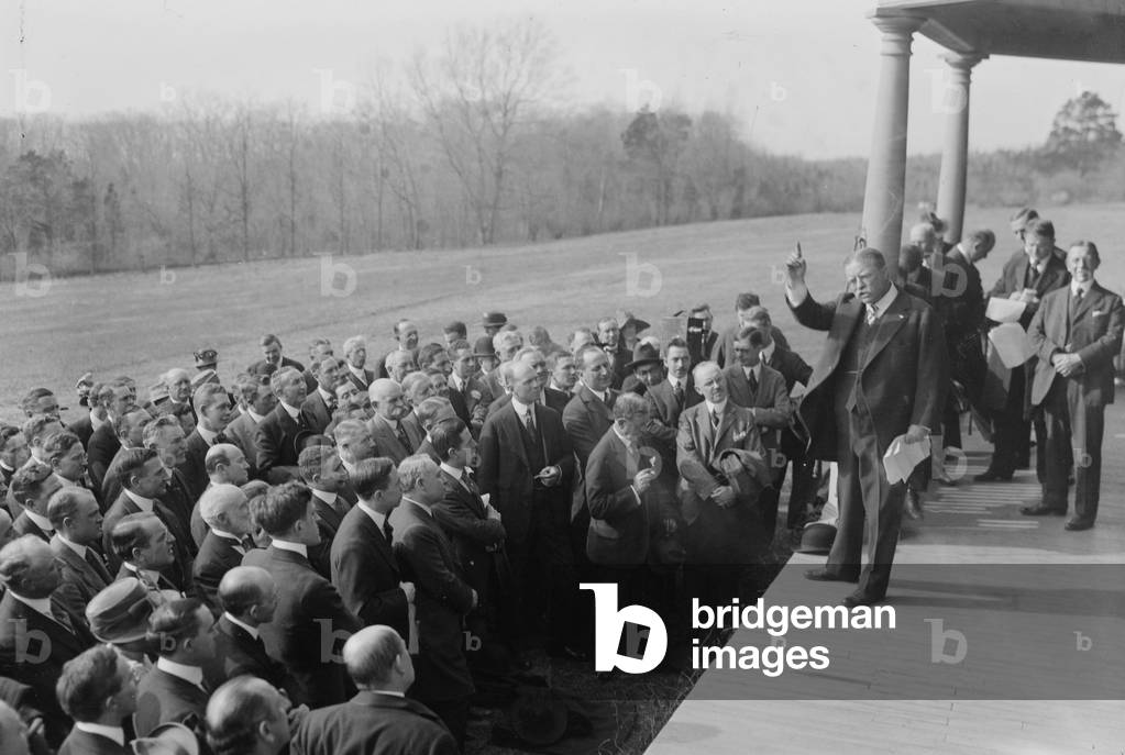 Theodore Roosevelt meeting with a group in April 1918. He remained politically active up to his death before his 60th birthday, 9 months after this photo was taken