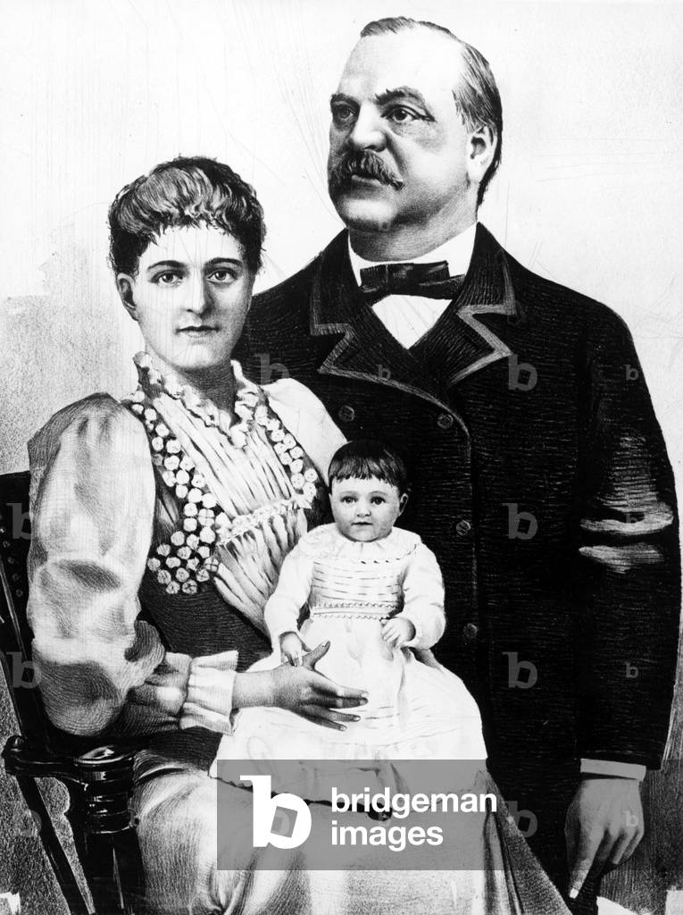 President Grover Cleveland with wife and daughter, Esther, 1890s.