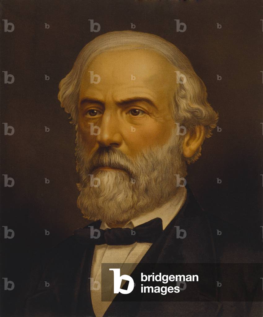 Robert Edward Lee (1807-1870), Commander of the armies of the Confederate States of Americ. Lithograph c. 1880
