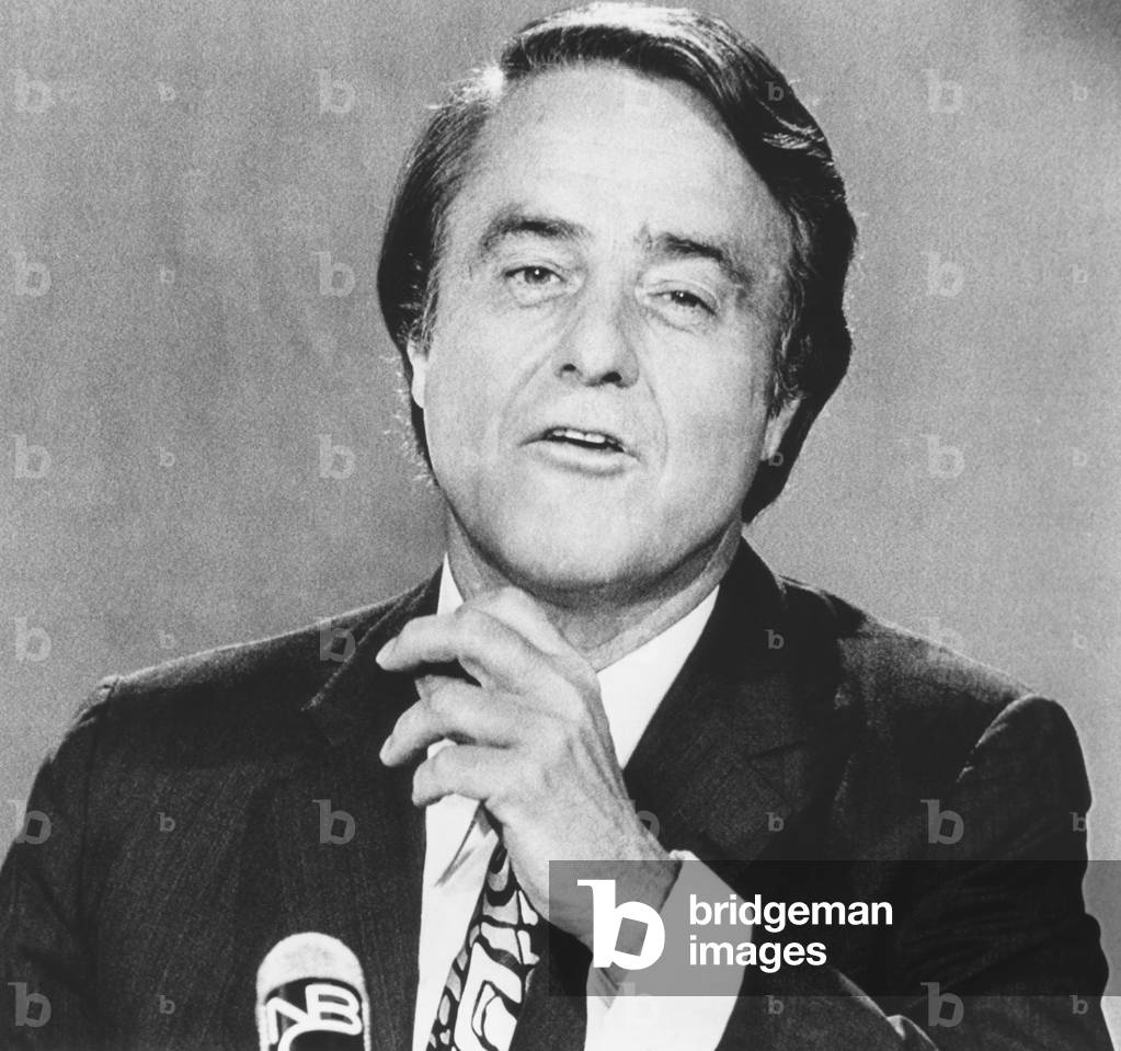 Sargent Shriver, 1972 Democratic vice presidential nominee, appearing on MEET THE PRESS. Aug. 13, 1972. He criticized President Nixon for failing to accept a 1969 North Vietnamese peace offer to withdraw 90% of their troops from South Vietnam