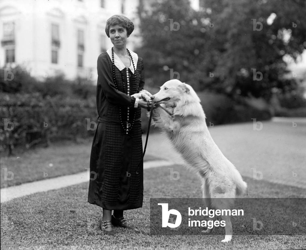 First Lady Mrs. Grace Coolidge with her dog, 