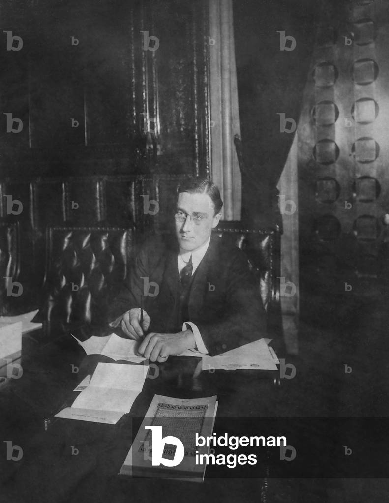 Franklin Roosevelt in his first term as a New York State Senator. 1911. He gained national attention by organizing successful opposition to the Tammany Hall U.S. Senate candidate