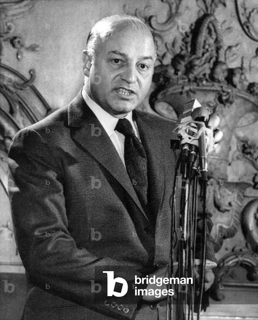San Francisco mayor Joseph ALioto telling a press conference that 'I shall not run for governor this time around.' He would have been challenging incumbent Ronald Reagan. San Francisco, California, January 12, 1970