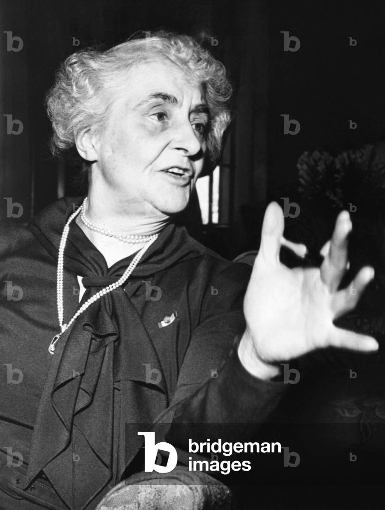 Anne Tracy Morgan was head of the Committee for Civilian Help in France in 1940. She repeated her World War 1 philanthropy in France at the beginning of World War II. She wears button of an Officer of the French Legion of Honor, awarded to her for her humanitarian work in France during and after WW1