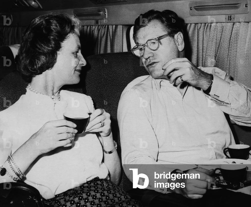 Rockefeller Family. Mary Clark Rockefeller and husband, New York Governor (and future US Vice President) Nelson Rockefeller, in plane en-route to Venezuela, 1959