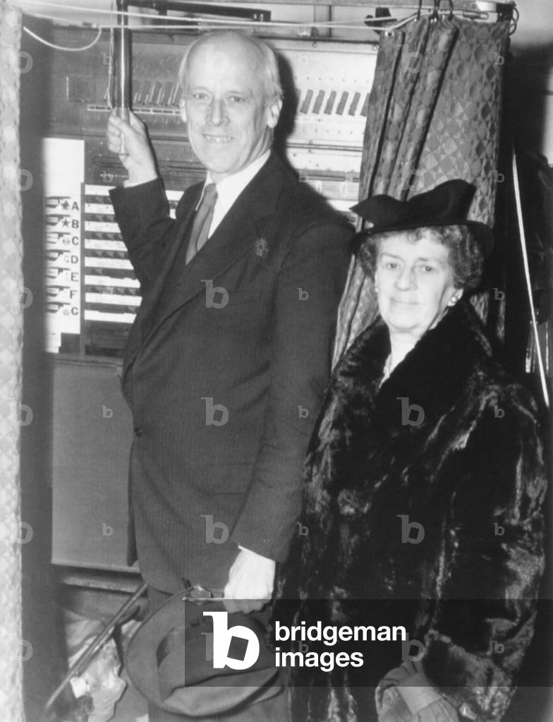 Norman Thomas and his wife Frances Stewart Thomas voting on Nov. 7, 1944. Thomas was the Socialist Candidate for President