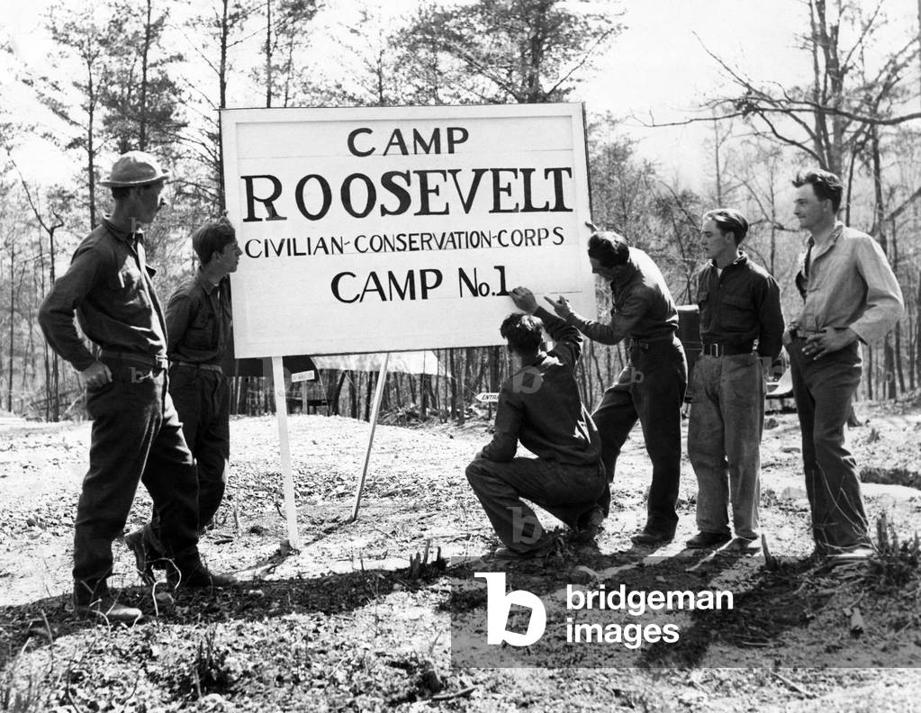 A forest army camp in the George Washinton National Forest near Luray, Virginia. ca 1933