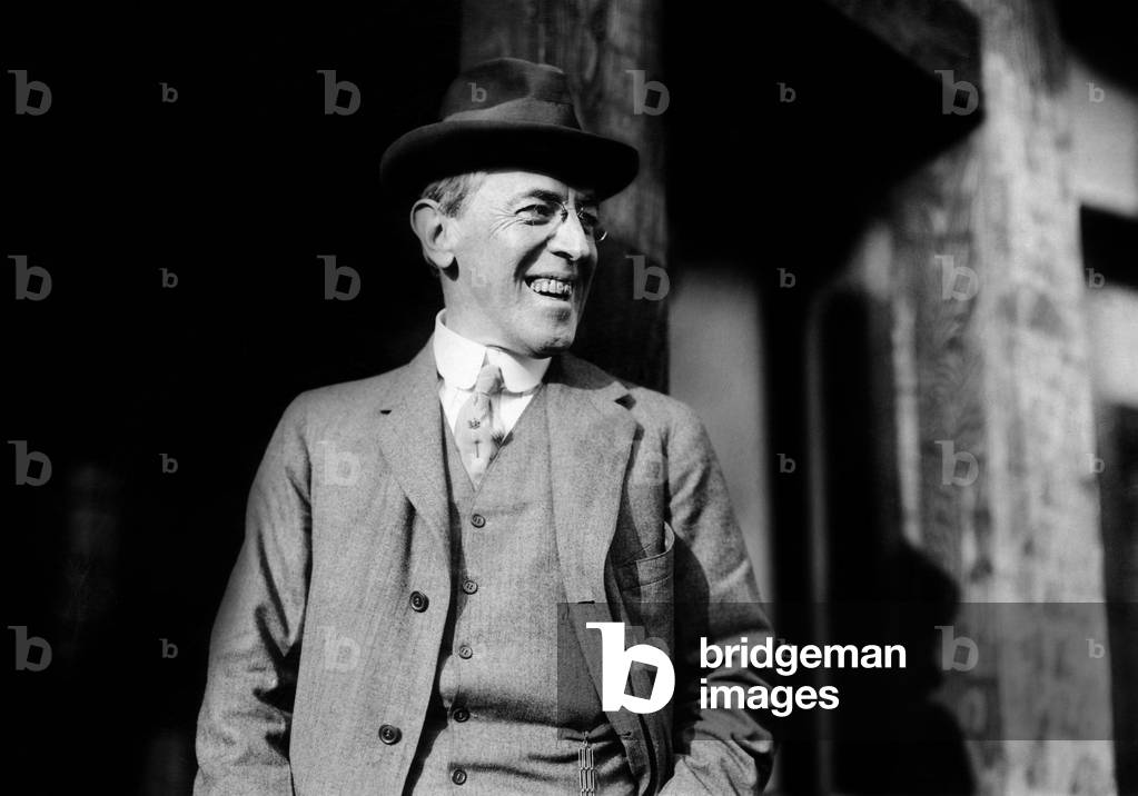 President Elect Woodrow Wilson (1856-1925), 1912, at his home in Princeton, New Jersey