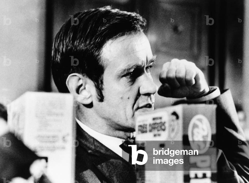 Robert Choate, behind boxes of mass market breakfast cereals, testifying in Congress. Sept. 9, 1972. Choate attacked the nutritional value of many breakfast cereals