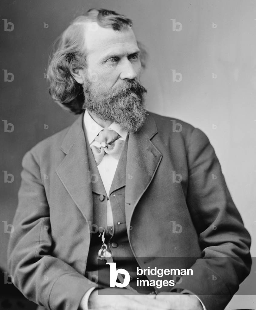 Joaquin Miller (1837-1913) (born Cincinnatus Hiner Miller), flamboyant poet and journalist, of unsophisticated but popular works. c. 1875