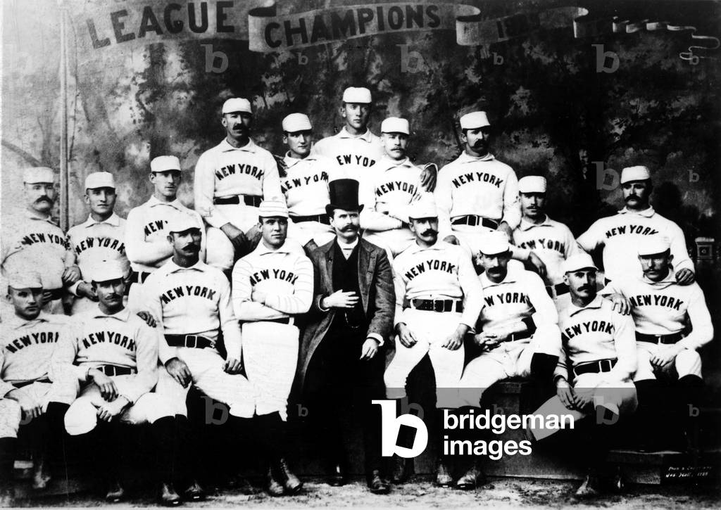 NEW YORK GIANTS, baseball team, 1889 American League Champions, with owner, Jim Mutrie.