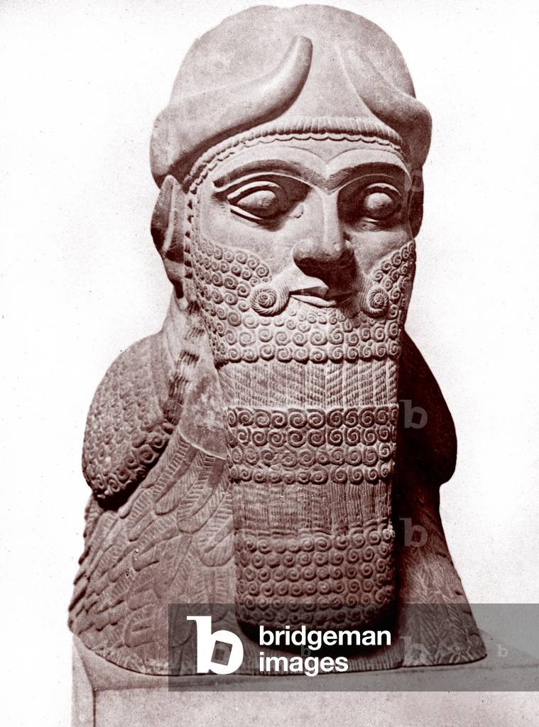 Assyria, from the Temple of Nabu, the head of the god of writing, Nimroud c.811-783 BC, photo ca 1860