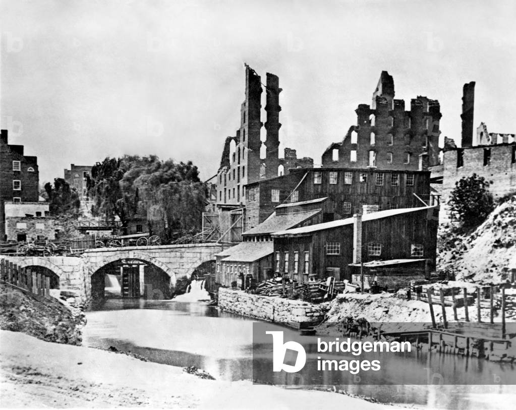 CIVIL WAR--The Galego Florence Mill in Richmond, VA destroyed in the war. Photo by Mathew B. Brady