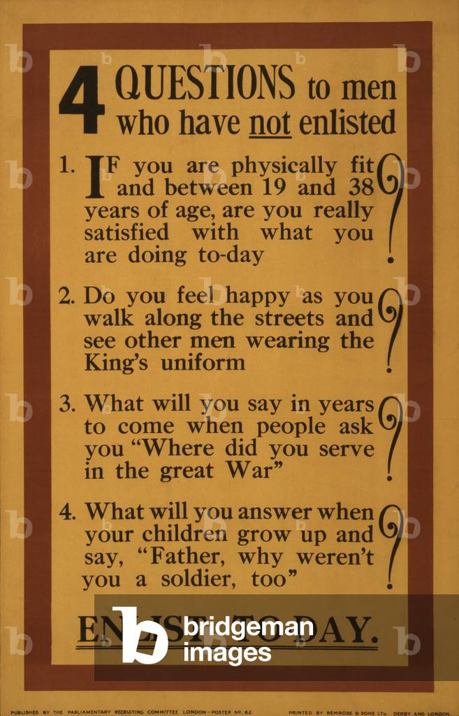 4 Questions to Men Who Have Not Enlisted, 1915 (poster)