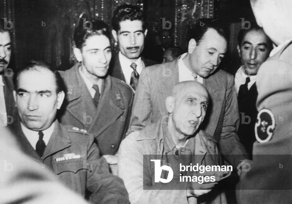 Ousted Iranian Premier Mohammed Mossadegh on trial for treason. Nov. 29, 1953. The 72-year-old defendant threatened to go on a hunger strike and challenged the legitimacy of the court