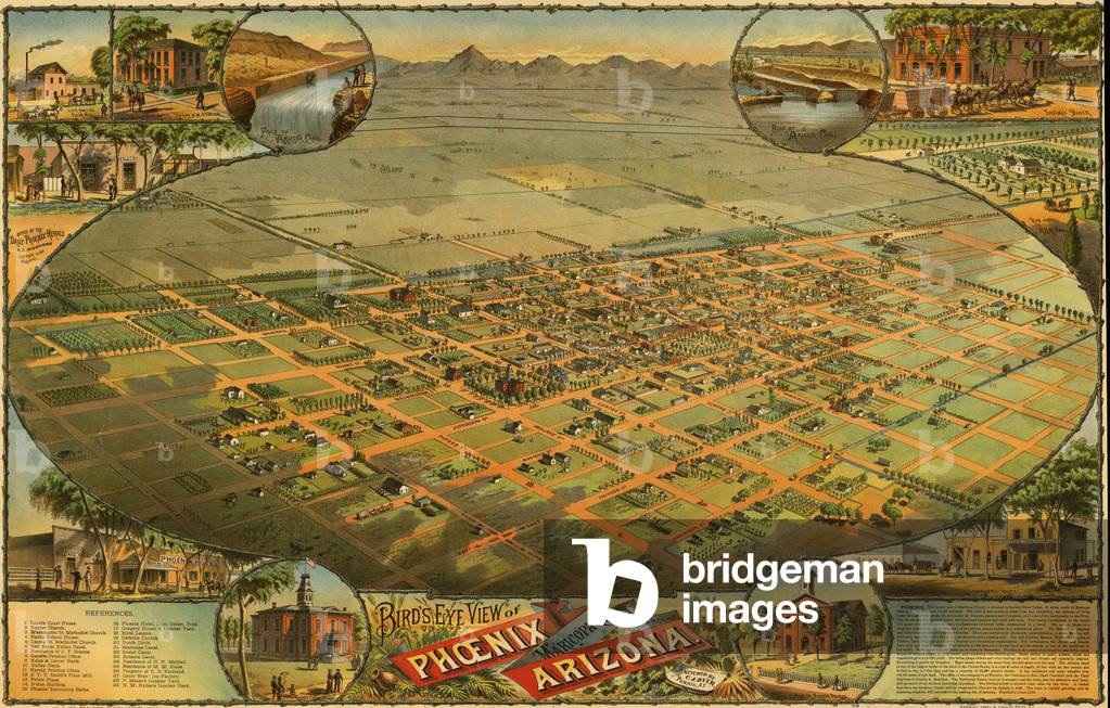 1885 bird's eye view of Phoenix, Arizona