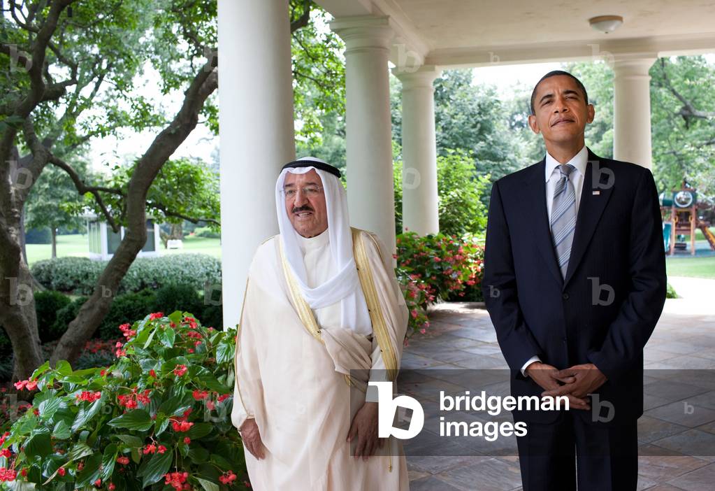 President Obama with Sheikh Sabah the Amir of Kuwait outside the Oval Office on Aug. 3 2009. (BSWH_2011_8_252)