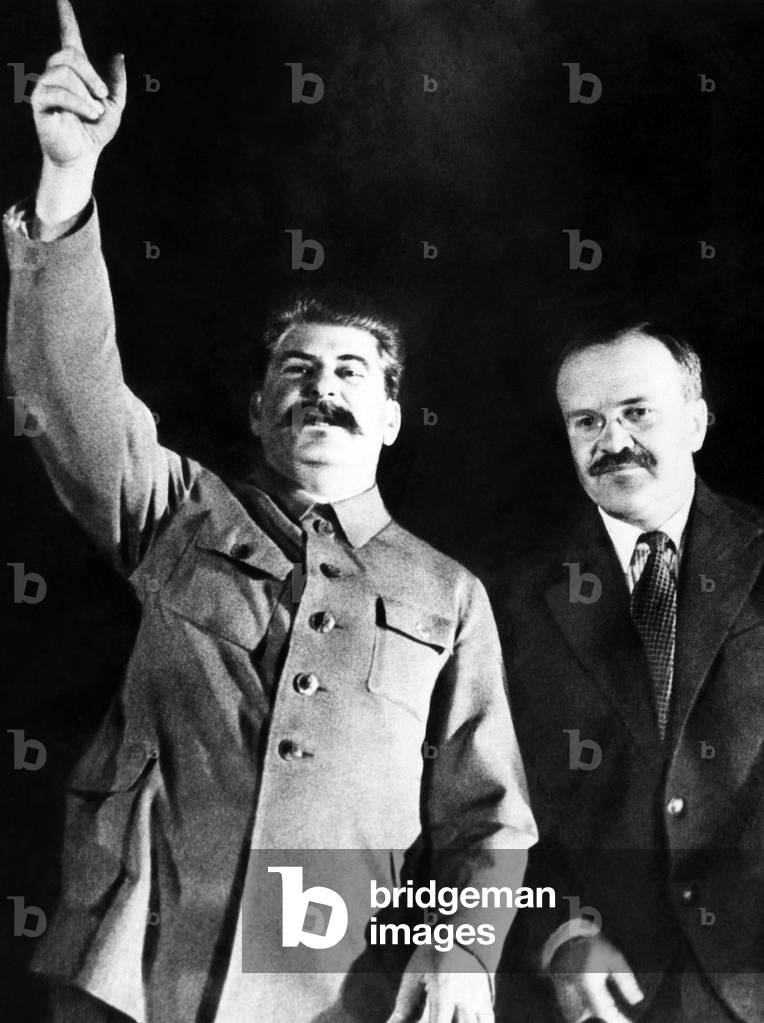 Soviet General Secretary Josef Stalin, Soviet 'prime minister' (Chairman of the Council of People's Commissars) Vyacheslav Molotov , May 1935.