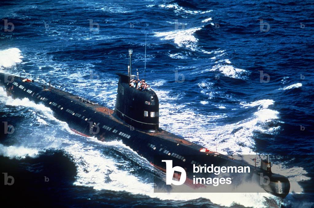 A Soviet-built Cuban patrol submarine underway. Aug. 1 1986