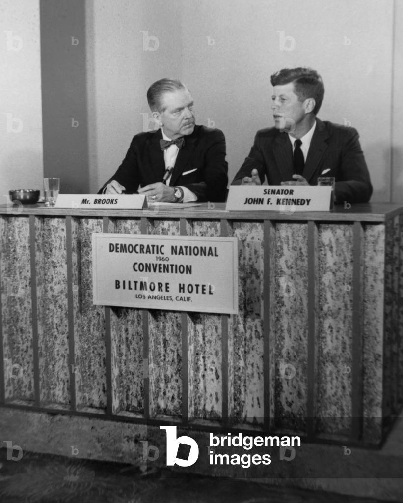Senator John F. Kennedy on television show MEET THE PRESS. He was interviewed by Ned Brooks during the Democratic National Convention in Los Angeles, July 11-17, 1960