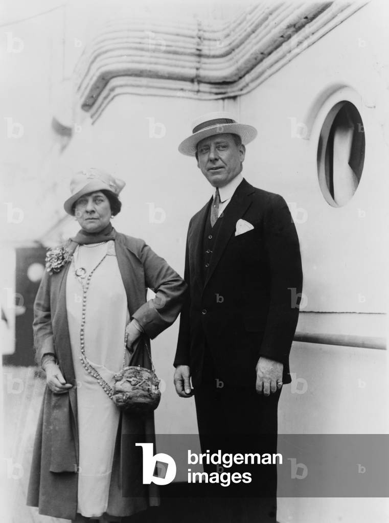 Frank Hague and his wife aboard an ocean liner in 1925. Frank Hague(1876-1976) was the mayor of Jersey City, New Jersey from 1917 to 1947. He epitomized the political boss of the period, but was instrumental in Franklin Roosevelt's 1932 nomination of Democratic Presidential candidate