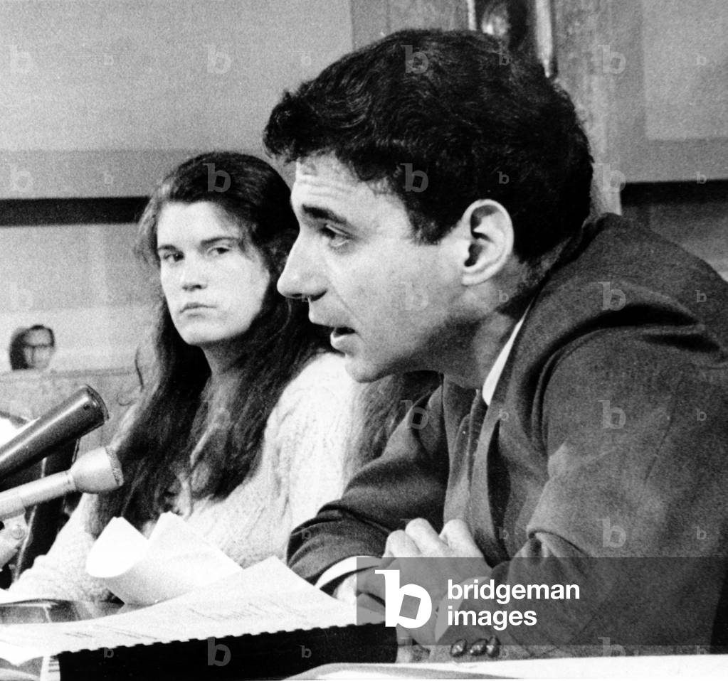 Ralph Nader, and student task force member, Jennie Keys, criticizing the nation's nursing homes, at a Senate subcommittee on Aging, 12/17/1970