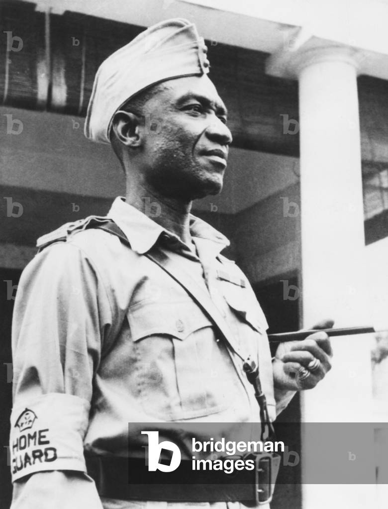 Sir Osei Agyeman, Premph II, an Ashante chief, helped build the British West Africa militia. He wore the uniform of the militia during World War 2. Jan. 1943