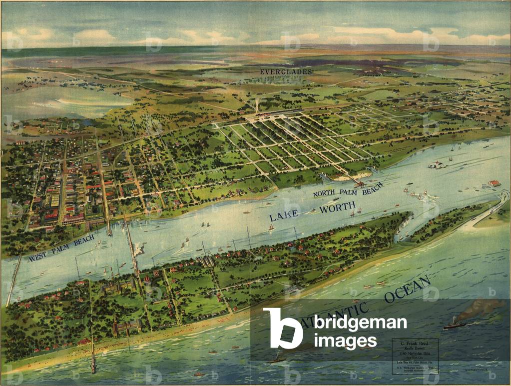 1915 aerial view of West Palm Beach, North Palm Beach and Lake Worth, Florida