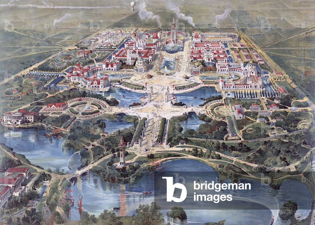 Bird's eye view of the Pan-American exposition, Buffalo, May 1 to November 1, 1901. color lithograph, 1900