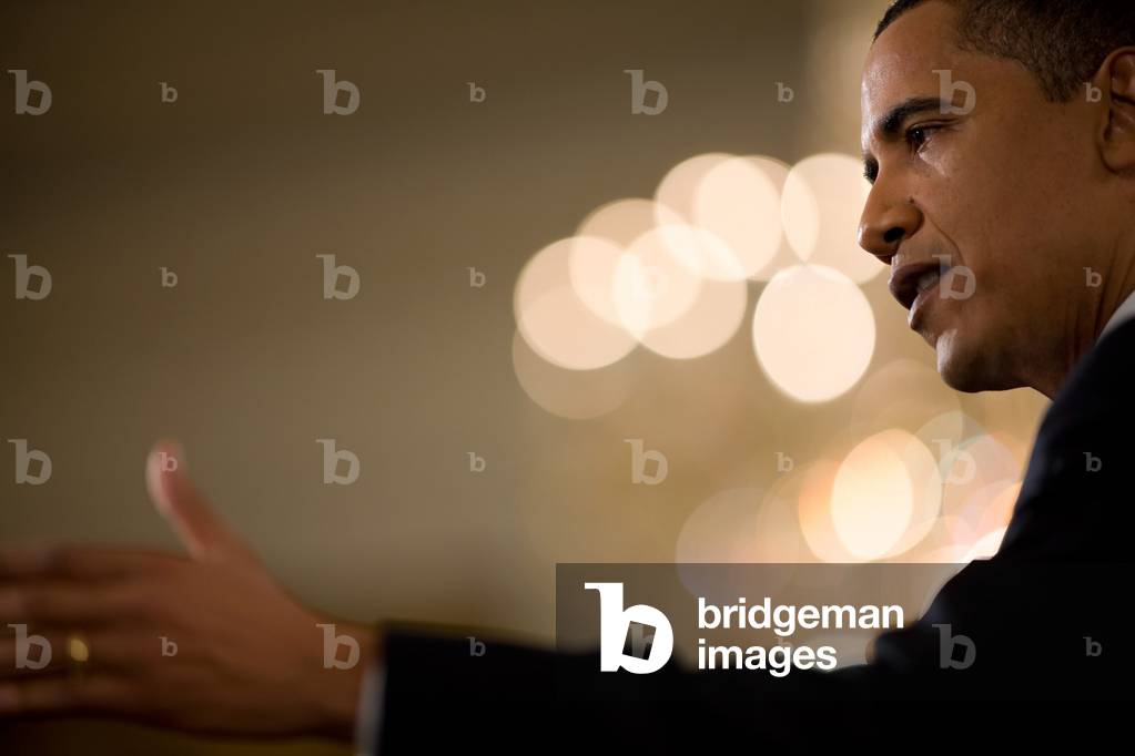 President Barack Obama speaks during a prime time news conference in the East Room of the White House April 29 2009.,