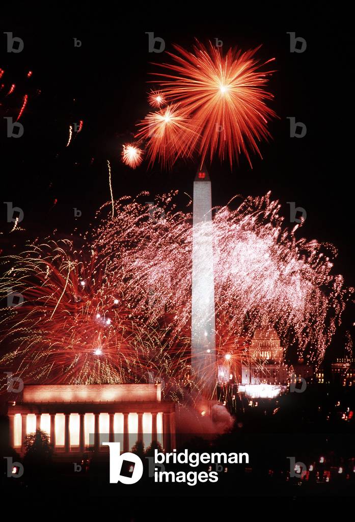 Fireworks over the U.S. Capitol Mall during the inaugural ceremonies of George H.W. Bush 41st president of the United States